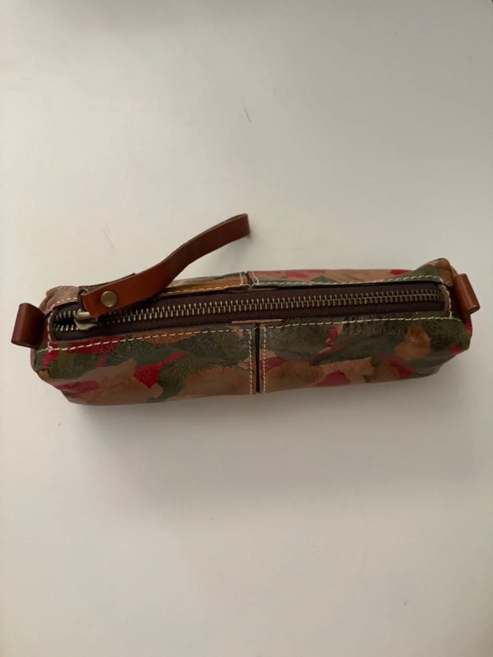 Patricia Nash Isla Oblong Wristlet Pouch Cosmetic Case Spring Multi Leather